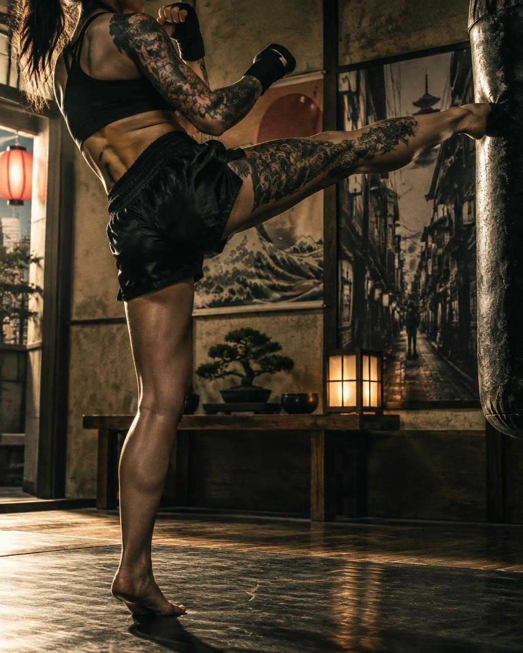 Mujer practicando artes marciales